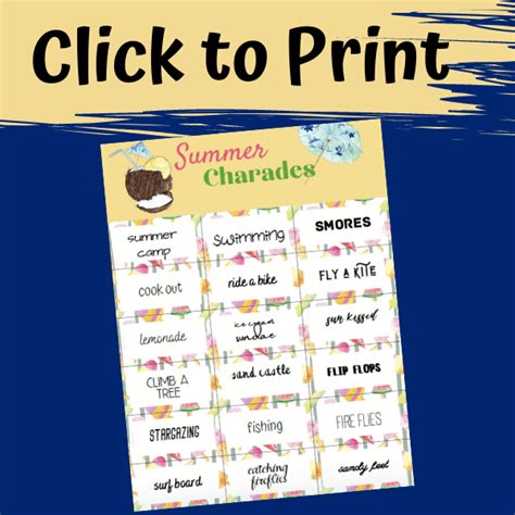 A Poster That Says Click To Print Summer Characters