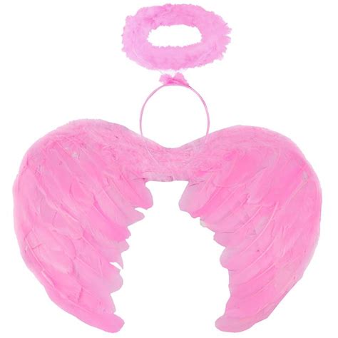 Pink Feather Angel Wings And Angel Halo Set