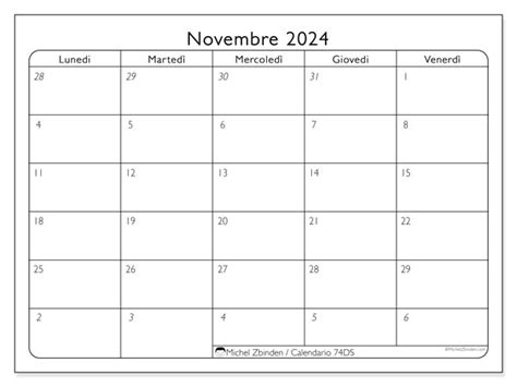 Calendario Novembre 2024 74ds Michel Zbinden Ch