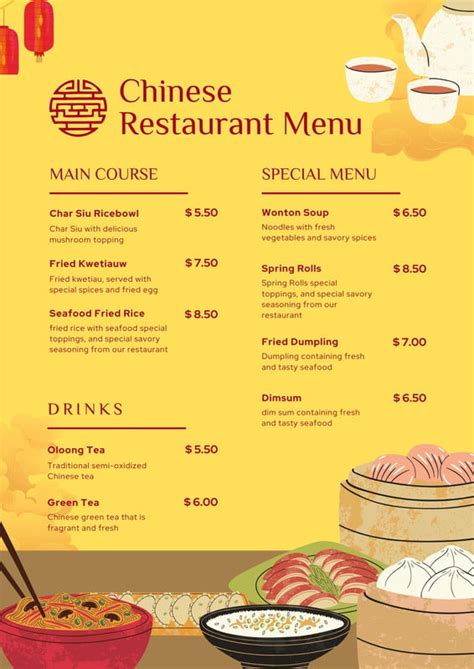 Free Custom Printable Chinese Menu Templates Canva