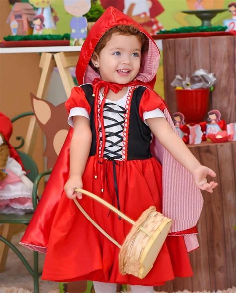 Vestido Chapeuzinho Vermelho Luxo Capa Forrada 1 A 4 Anos