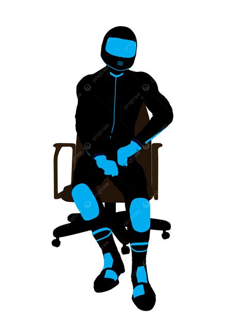 Male Biker Sitting In A Chair Silhouette Motorcycle Guy Motorcycle