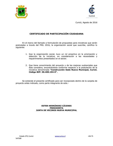 Certificado De Participacion Ciudadana By Francisa Issuu
