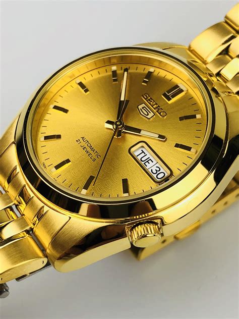 Seiko 5 Automatic Gold Mens Watch Snk366k1