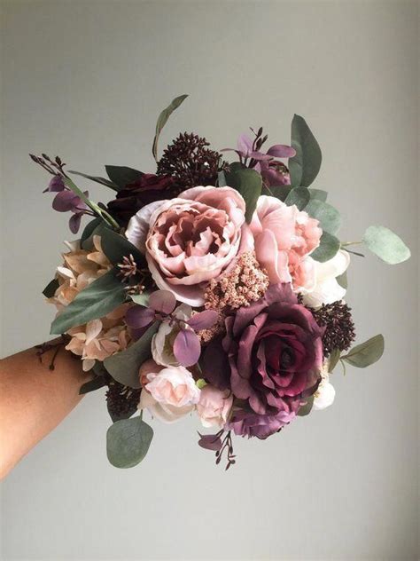 Artificial wedding flowers we purchase in large volume to pass the savings on to you. Fall Wedding Bouquet, Purple Bridal Bouquet, Silk Wedding ...
