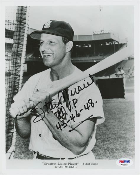 Stan Musial Signed St Louis Cardinals 8x10 Photo Inscribed Mvp 43 46