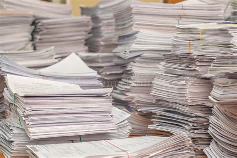 Pile Of Paper Documents In The Office Stock Photo Image Of Mess