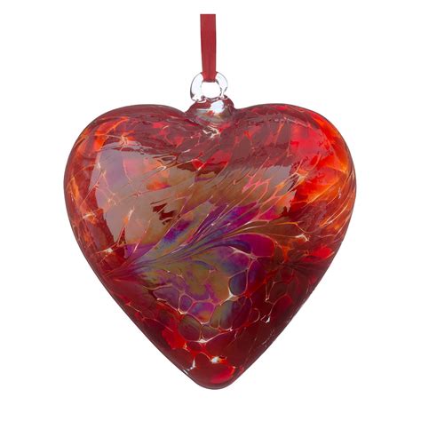 Hanging Blown Glass Heart Ornament Red La Maison De Verre