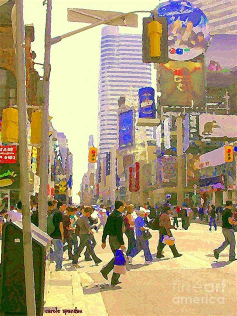 Busy Downtown Street Scene Crosswalk At Eatons Center Toronto Paintings