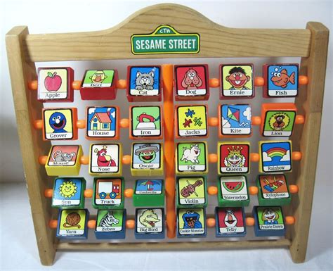 Also called wooden alphabet blocks, wooden building blocks, wooden baby blocks, and wooden letter blocks, the toy is a mainstay because it helps kids learn about letters and words in a fun way. Vintage SESAME STREET Alphabet Blocks On Wood Frame A-Z ...