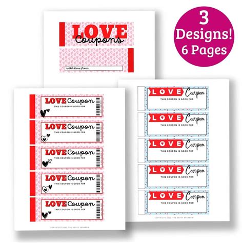 printable love coupons template homemade coupon book ideas
