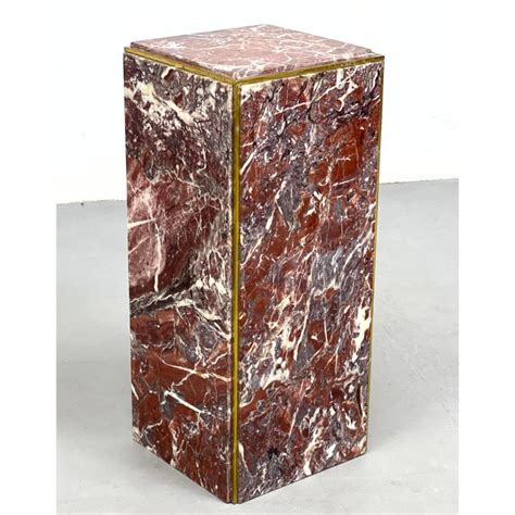 Bid Now Rouge Marble Pedestal Stand With Brass Trim April 2 0122 10