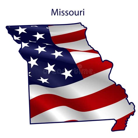 Carte Du Missouri Sur Le Drapeau Américain Carte Détat De Mo Usa Sur
