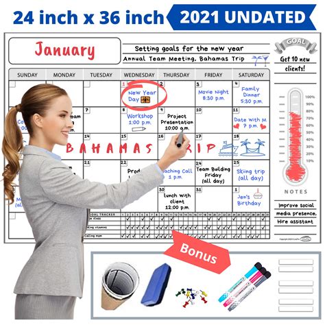 Buy Large Dry Erase Wall Calendar Monthly Planner 24 X 36 Inch With