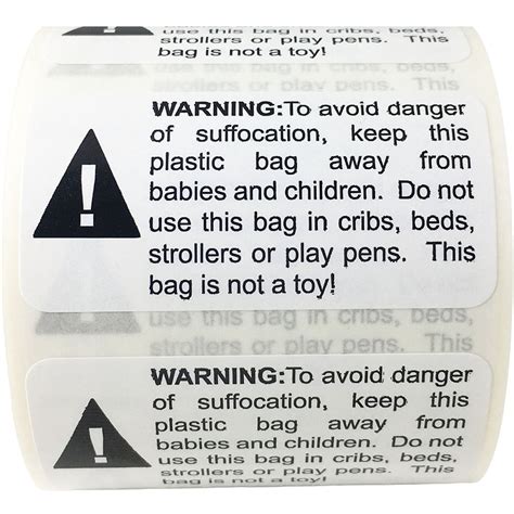 Suffocation Warning Labels For Retail Plastic Bags 1 X 2 Inch