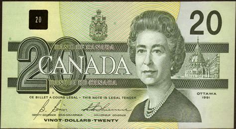 Canada 20 Dollars Banknote 1991 Queen Elizabeth Iiworld Banknotes