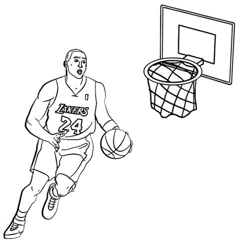 Free coloring page kobe bryant to print. Kobe Bryant Coloring Page of NBA Basketball - Mitraland