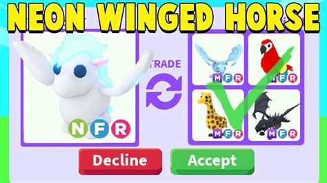 Trading First Neon Winged Horse In Adopt Me Youtube