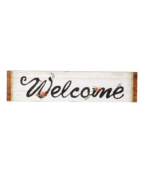 White Welcome Horizontal Wall Sign Wall Signs Signs Wall