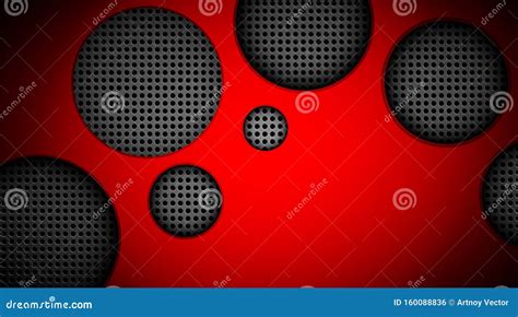 Red Gradient Vector Background With Metal Circles Stock Vector