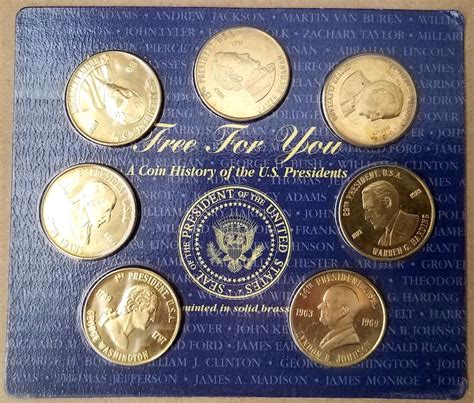 Coin History Of Us Presidents Solid Brass Vintage New In Etsy