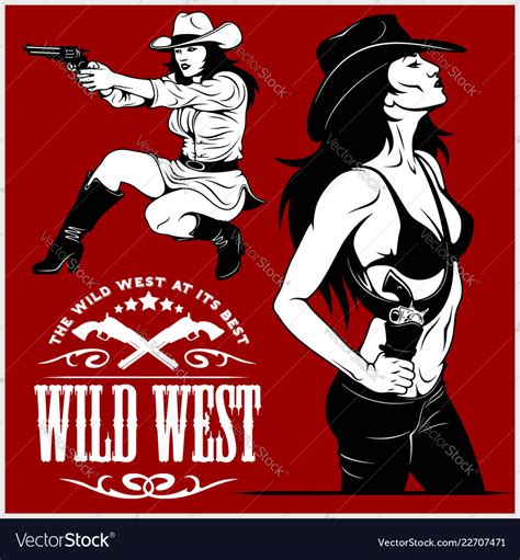 Sexy Cowgirls With Revolver Royalty Free Vector Image