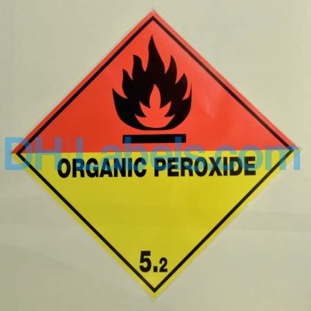 Organic Peroxide Hazard Placard Self Adhesive Single Unit X