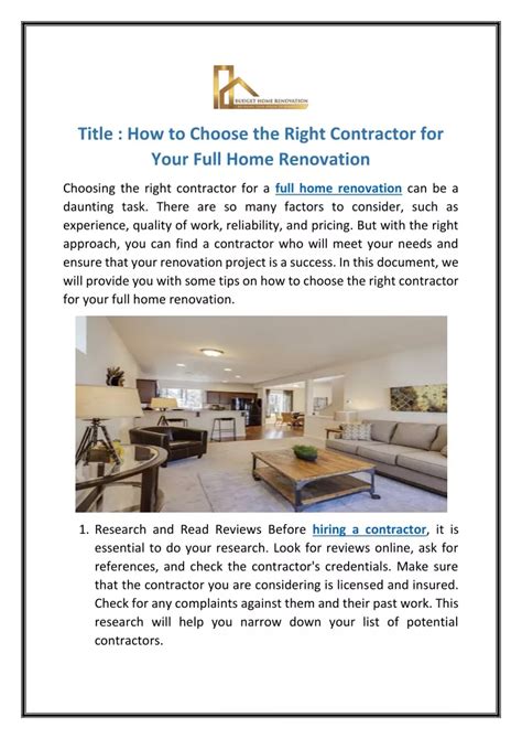 Ppt How To Choose The Right Contractor For Your Full Home Renovation
