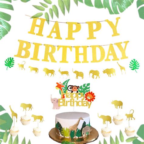 Buy Jevenis 9 Pcs Jungle Animals Happy Birthday Decorations Jungle