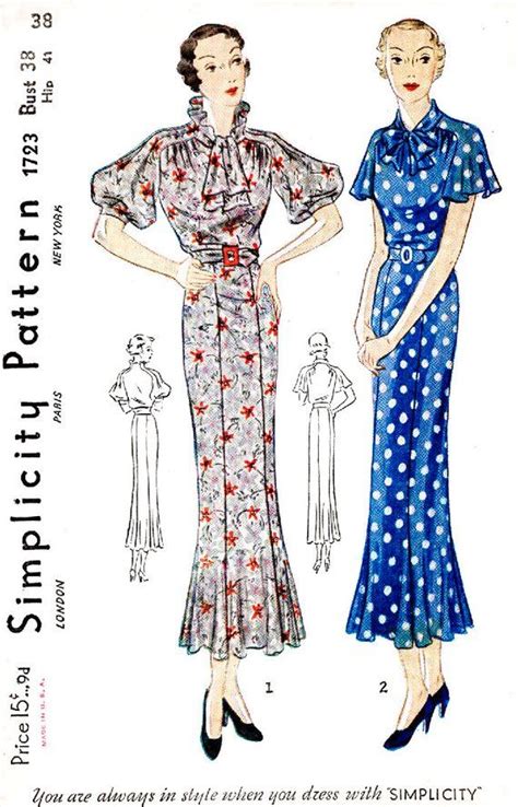 1930s Dress Vintage Sewing Pattern Reproduction 2 Styles Flutter