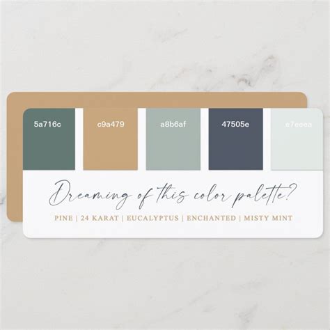 Eucalyptus Navy And Gold Wedding Color Palette Card In 2022