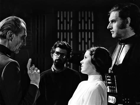 Peter Cushing George Lucas Carrie Fisher And Dave Prowse Anh