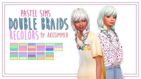 Akusimmer A Pastel Rainbow Recolor Of The Lovely Double Braids Sims