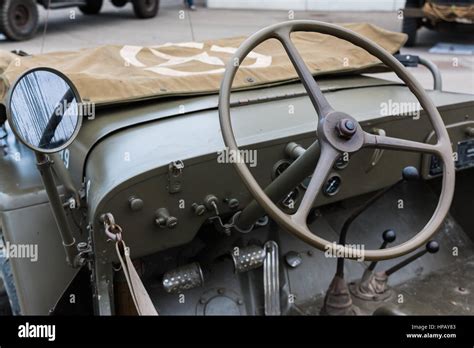 Closeup Of Military Vehicle Steering Wheel Stock Photo Alamy