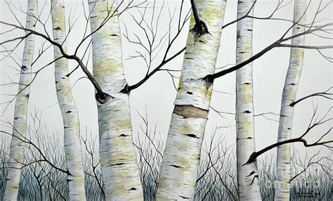 Birch Trees In The Forest By Christopher Shellhammer Painting By