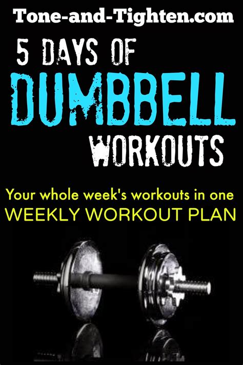 Because this home workout plan is meant to build muscle, it's important that you accompany it with a clean diet containing plenty of protein. Weekly Workout Plan - 5 days of great dumbbell workouts to ...