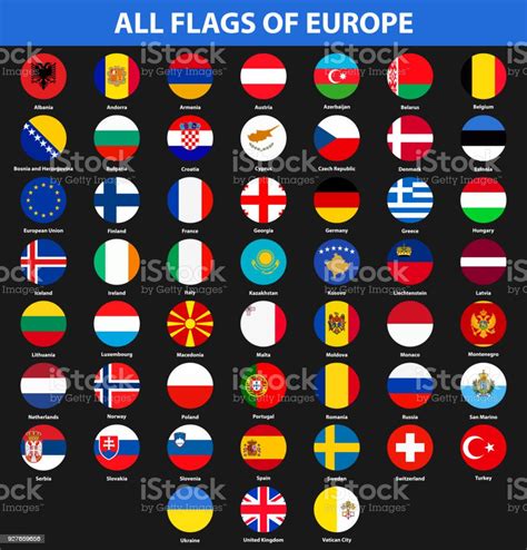 Vetores de Conjunto De Bandeiras De Todos Os Países Da Europa Estilo