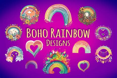 Boho Rainbow Collection Downloadable Chic Designs For Etsy
