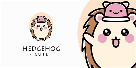 Illustration Cute Hedgehog Funny Kawaii Face Cartoon Fun Mascot