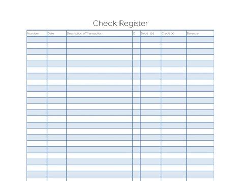 Free Checkbook Register Printable Check Register Checkbook Register