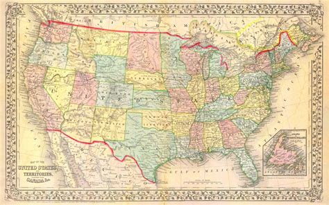 Download Wallpapers Usa Old Map 1867 Administrative Map States