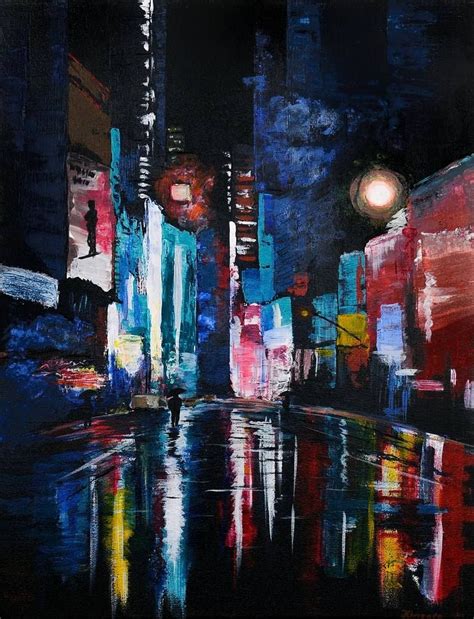 City Lights 1 Painting City Painting Painting Cityscape Painting