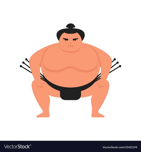 Flat Style Sumo Wrestler Royalty Free Vector Image