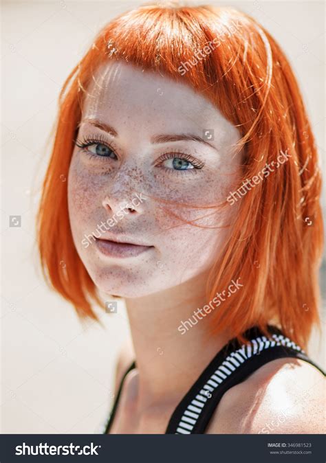 Closeup Portrait Of A Beautiful Ginger Redhead Teen Girl