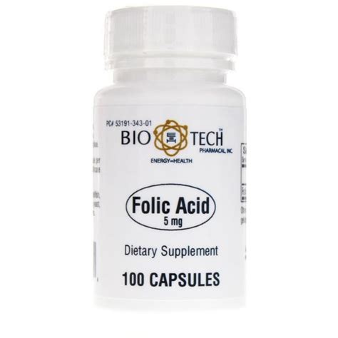 Folic Acid 5mg 100 Caps By BioTech IPM Supplements
