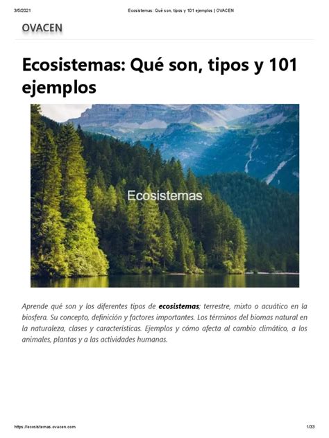 Ecosistemas Qué Son Tipos Y 101 Ejemplos Ovacen Pdf Ecosistema
