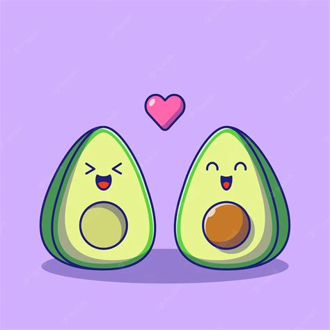 Premium Vector Cute Cartoon Avocado Couple In Love Flat Illustration Isolated