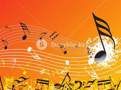 Music Background With Different Notes On The Orange Royalty Free Stock