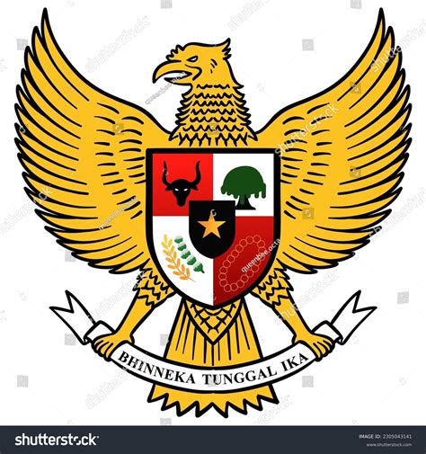 Garuda Pancasila Symbol Indonesia Country Indonesia Stock Vector