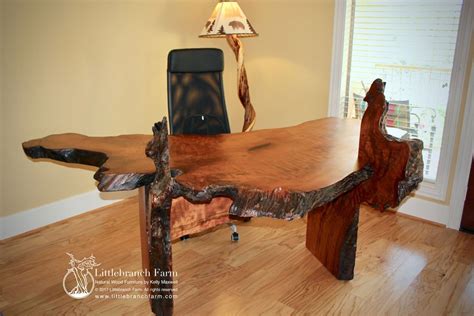 Live edge wood desk with an industrial feel. Rustic Desk - executive office desk | Littlebranch Farm